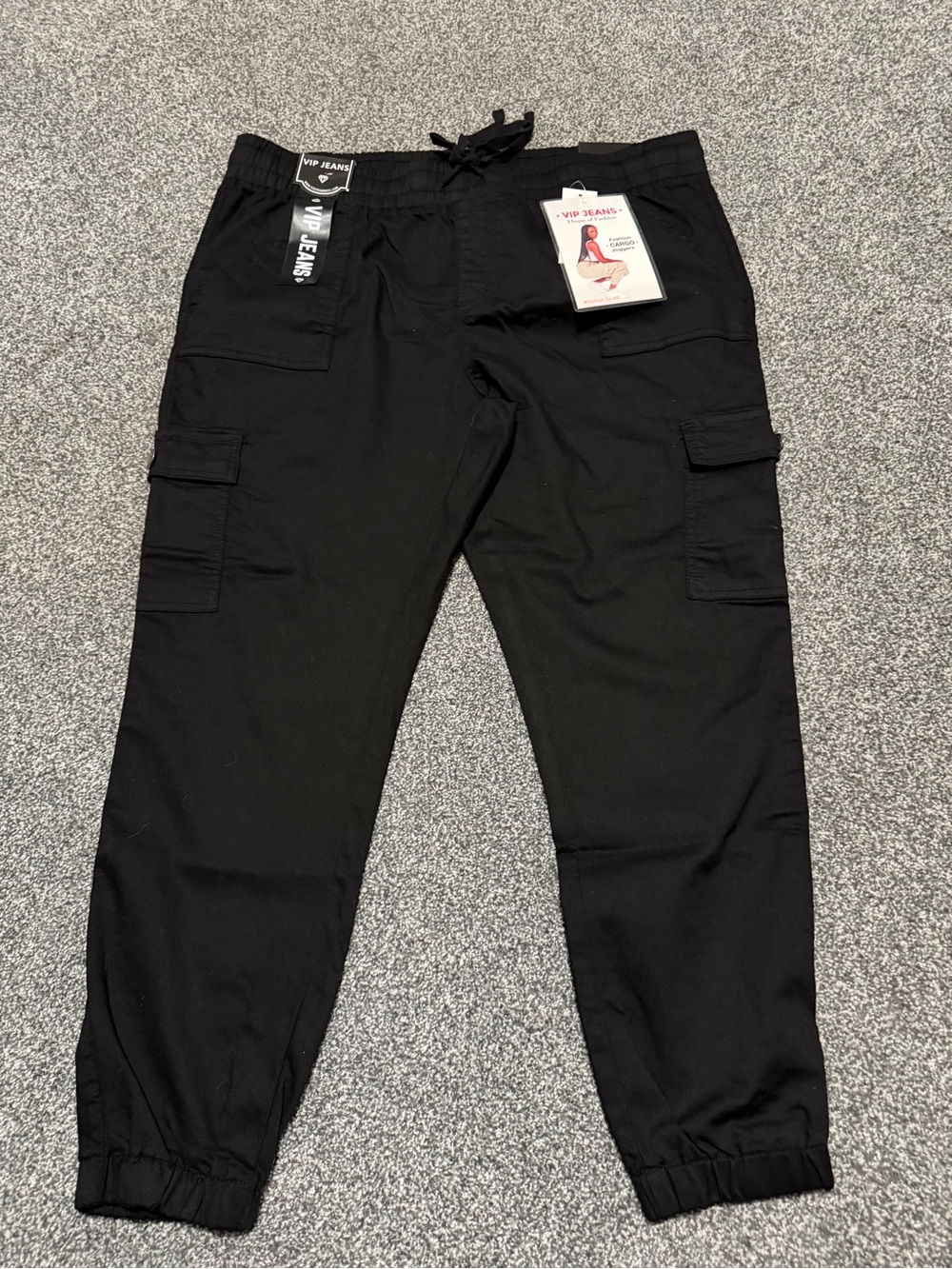 VIP Black Cropped Cargo Jogger Pants